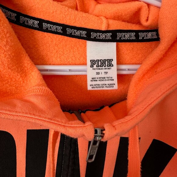 PINK Victoria's Secret Orange Zip Up Hoodie - Picture 3 of 3